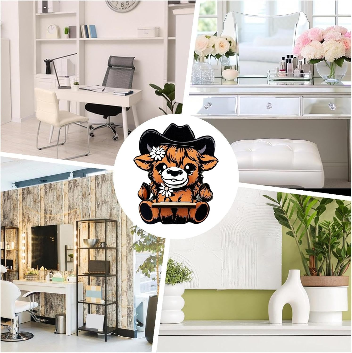 Animal Glasses Holder - Funny Glasses Stand, Highland Cow Glasses Holder | Portable Highland Glasses Holder Stand, Glasses Holder Statues, Wooden Cow Glasses Stand for Desk image number 5