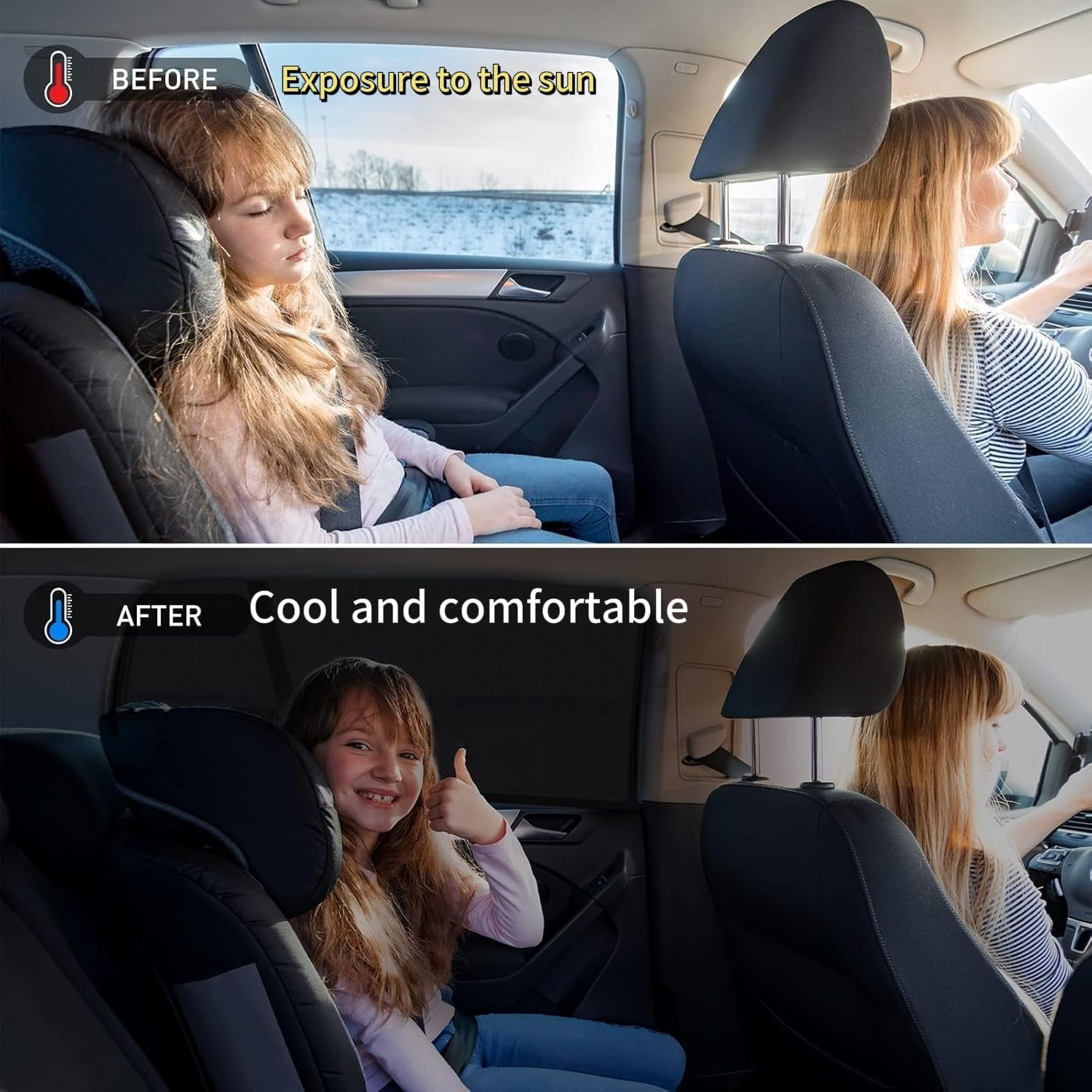 4-Pieces, Car Window Sun Shade with Mosquito Net &ndash; Easy - Install, Universal Fit for Privacy & Bug Protection, Car Window Sunshade Set, Magnetic Side Window Mesh Screens, Black, AUPOINT image number 6