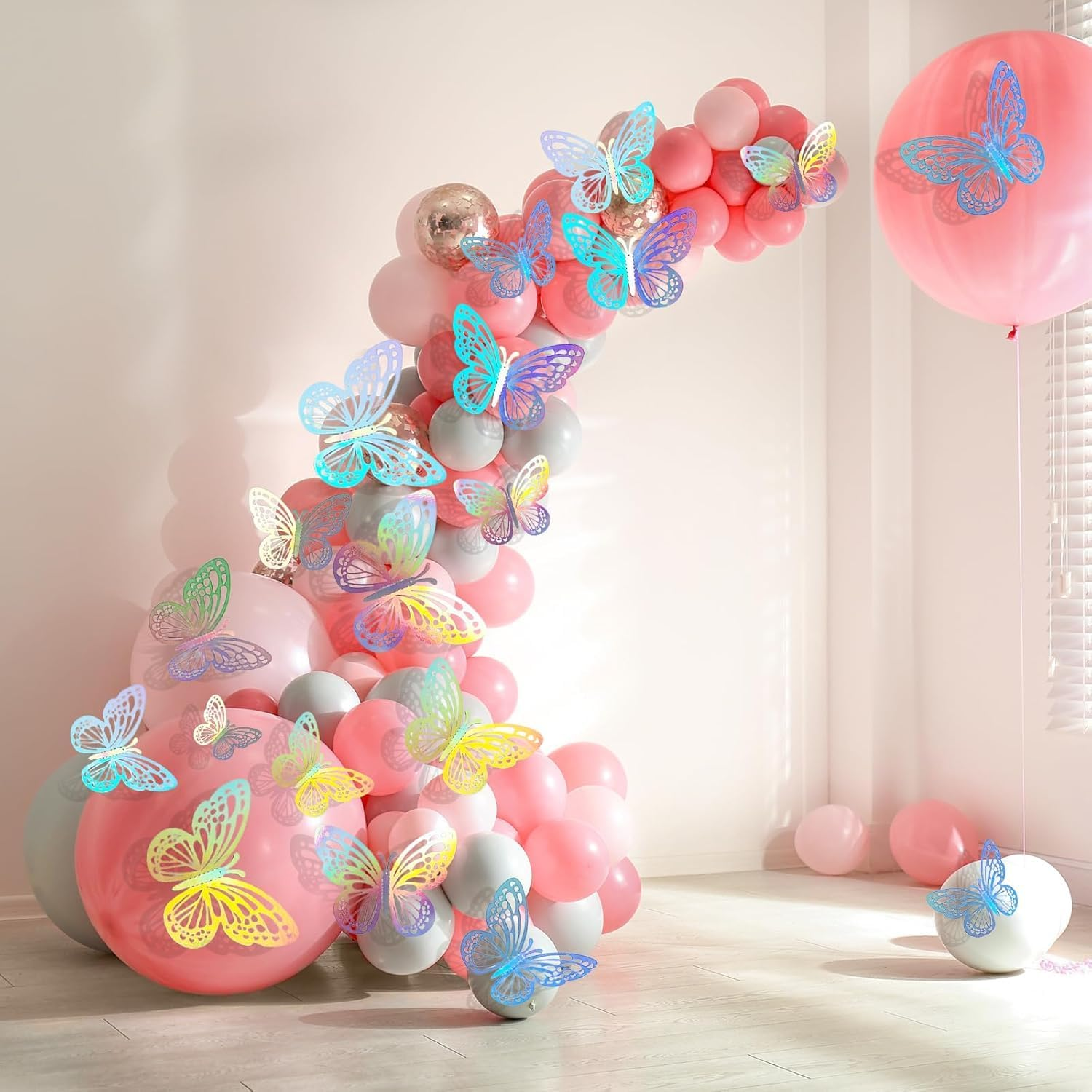 72Pcs 3D Removable Butterfly Wall Stickers with Dot Glue for Nursery, Bedroom & Baby Girl Room Decor for Birthday image number 2