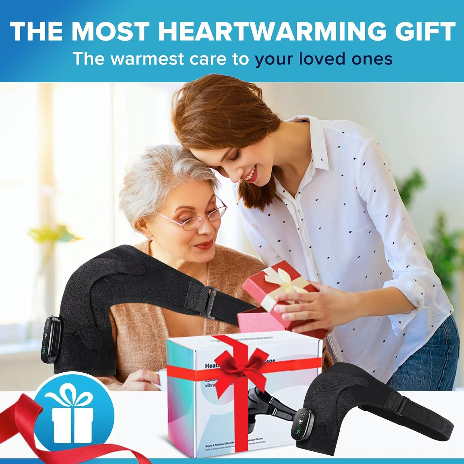 Sika Deer Heated Shoulder Wrap with Massage, Shoulder Heating Pad for Rotator Cuff Frozen Shoulder, Cordless Shoulder Heating Pads Shoulder Massager with Heat（Black) image number 4