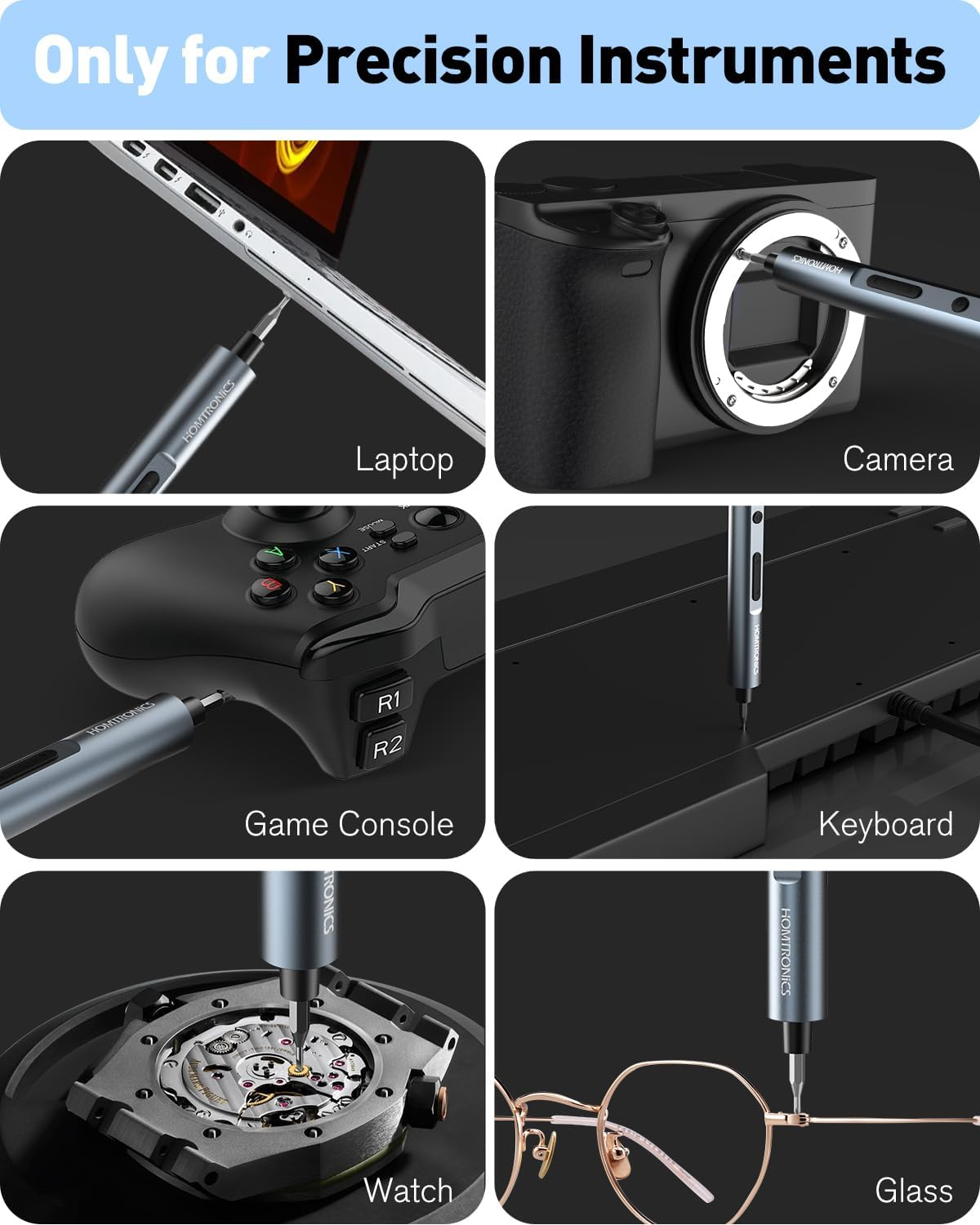 68 in 1 Mini Electric Screwdriver Set, [0.1-0.35N&middot;M] Small Precision Screwdriver, 3 Torque Settings, Rechargeable Electric Repair Tool Kit with 60 S2 Bits for Laptop Phone Watch (Grey) image number 2