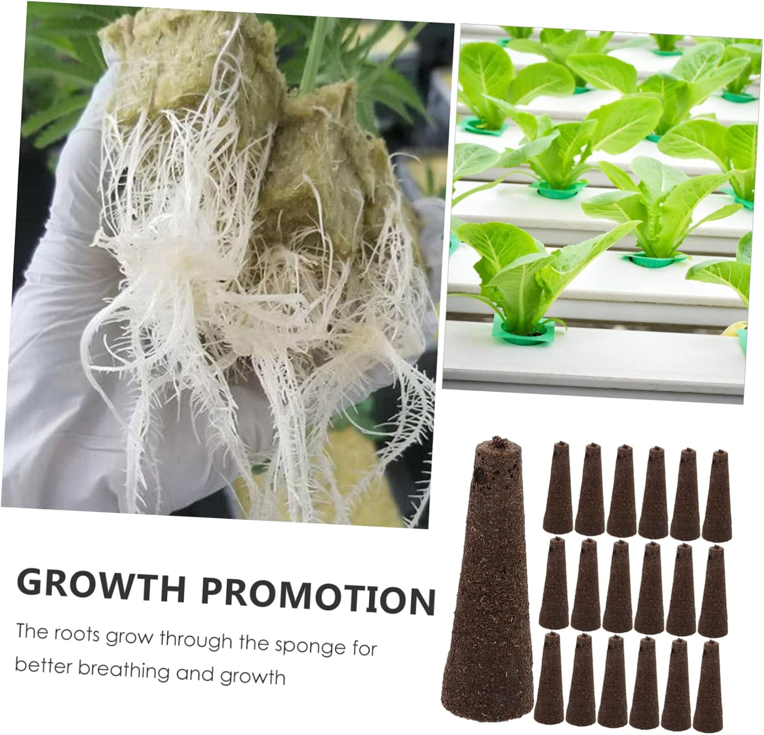 IWOWHERO Hydroponic Grow Sponges 50Pcs for Soilless Cultivation Planting Supplies for Indoor Garden Systems Seed Starting Sponges High Water Absorption image number 2