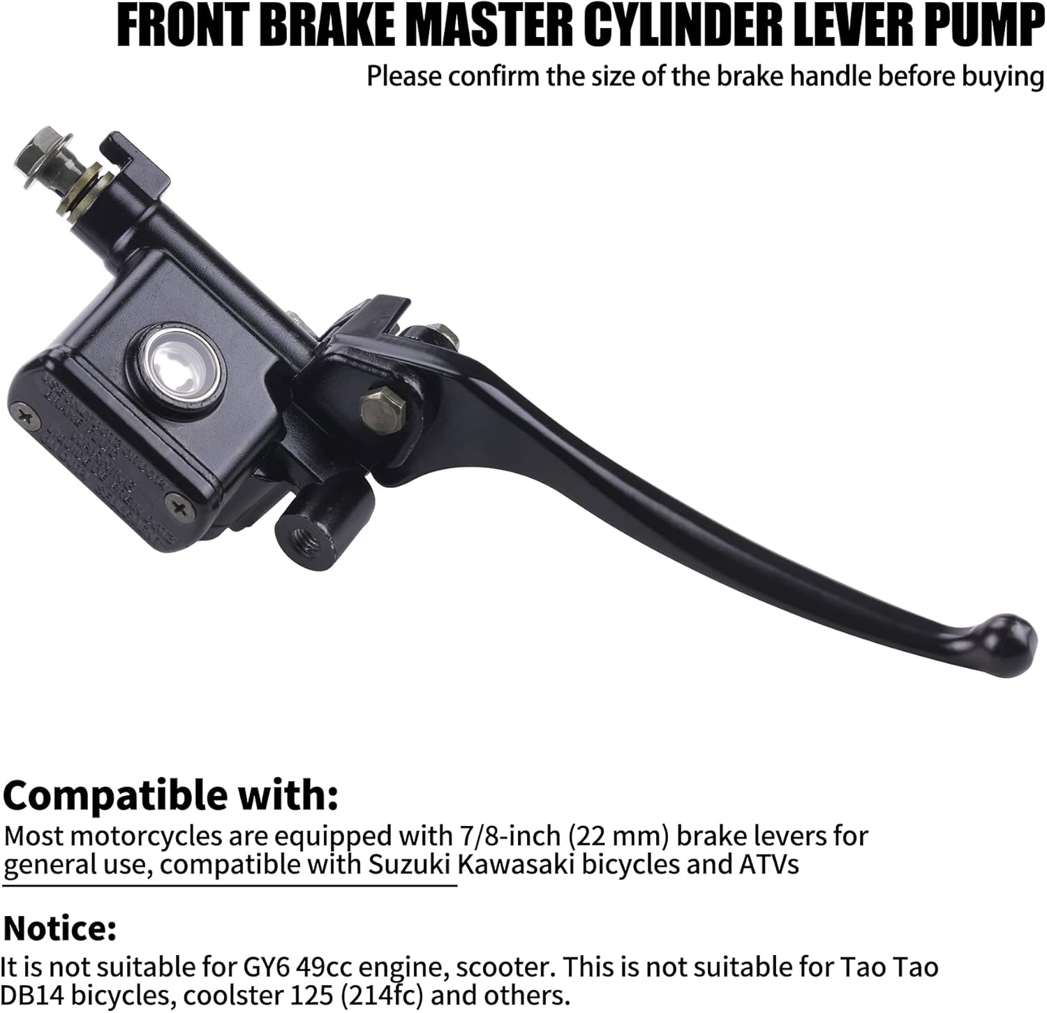 CNCMOTOK Front Brake Master Cylinder Lever Pump (Right Side) with 8Mm Mirror Hole for GY6 50Cc 125Cc 150Cc 250Cc Scooter Moped ATV Dirt Pit Bike&hellip; image number 5