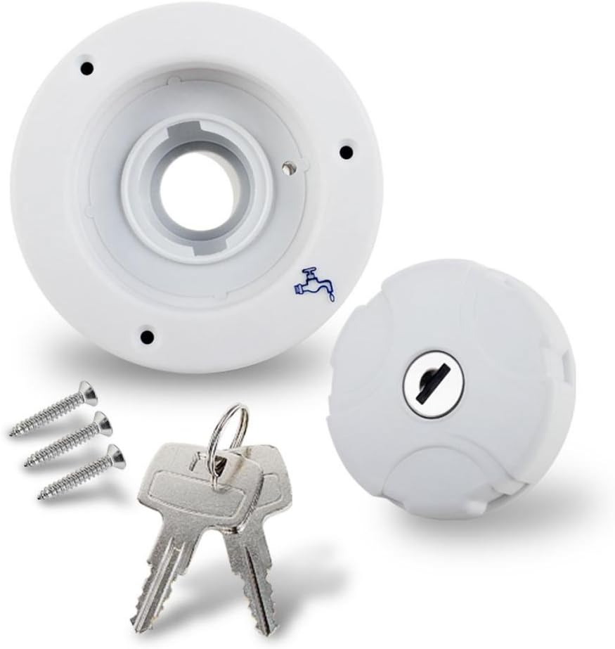 Baosity Water Locking Inlet Hatch Filler Cap for Caravan Motorhome Fresh Water RV Camping Trailer Motorhomes Drain Water Tank Caps - White, as Described image number 4