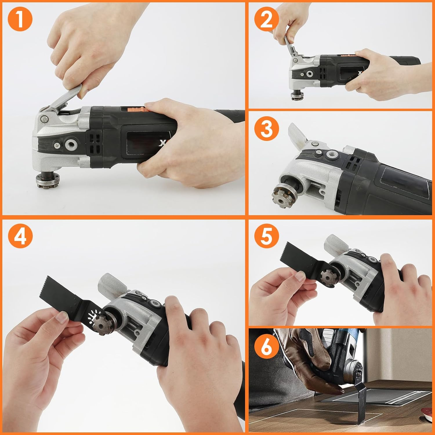 33Pcs Oscillating Saw Blades Set, Universal Titanium Bimetal Oscillating Multi Tool Blades, Titanium Bimetal Oscillating Multi Tool Blades with 3 Adapters for Cutting Metal Wood image number 3