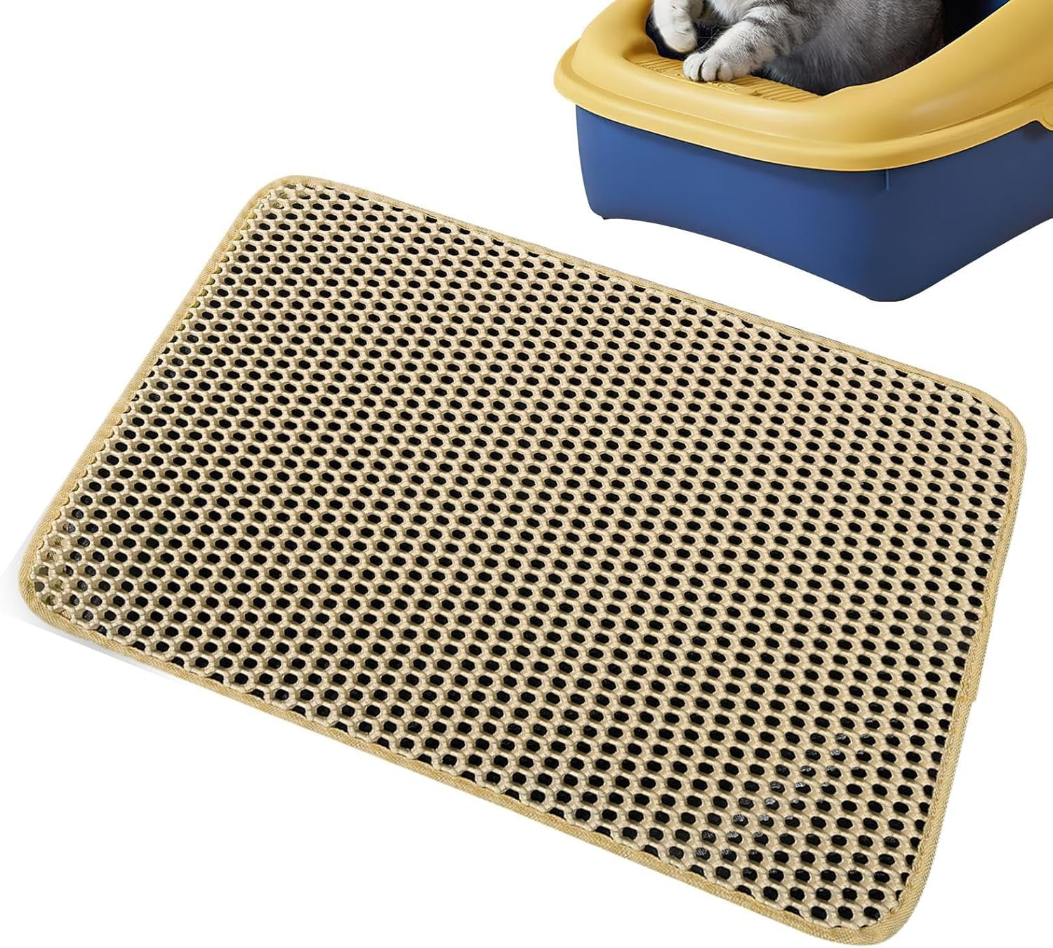Extra Large Litter Mat | EVA Kitten Litter Box Mat - Double-Layer Pet Cat Waste Catching Pad for Home Kitchen Bedroom Living Room Yard image number 1