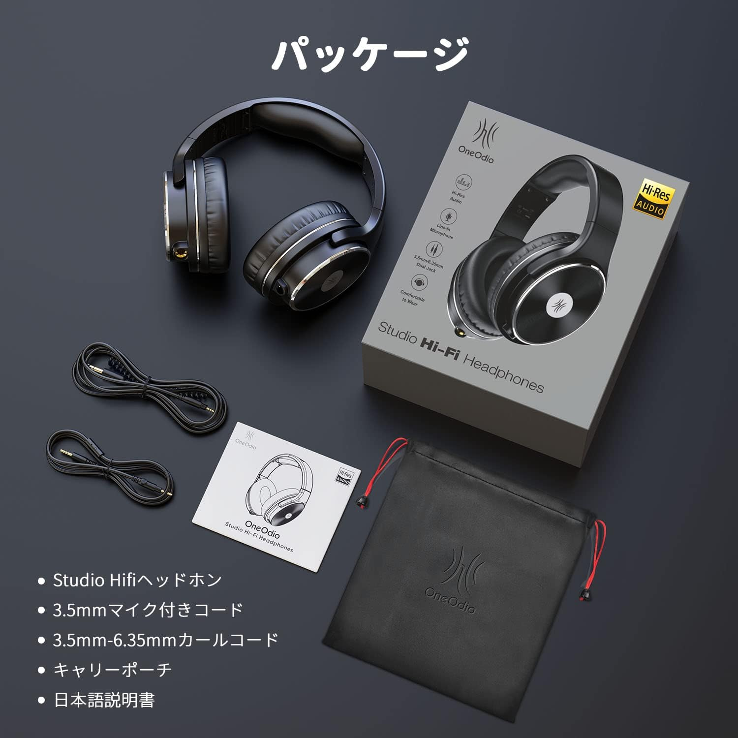 Oneodio High Resolution Headphones, Wired Hifi Over-Ear Headphones with Mic, 2.0 Inch (50 Mm) Driver, Enclosed Type, for Musical Instrument Practice, Music, Watching Movies, 0.14 Inch (3.5 Mm) / 0.25 image number 4