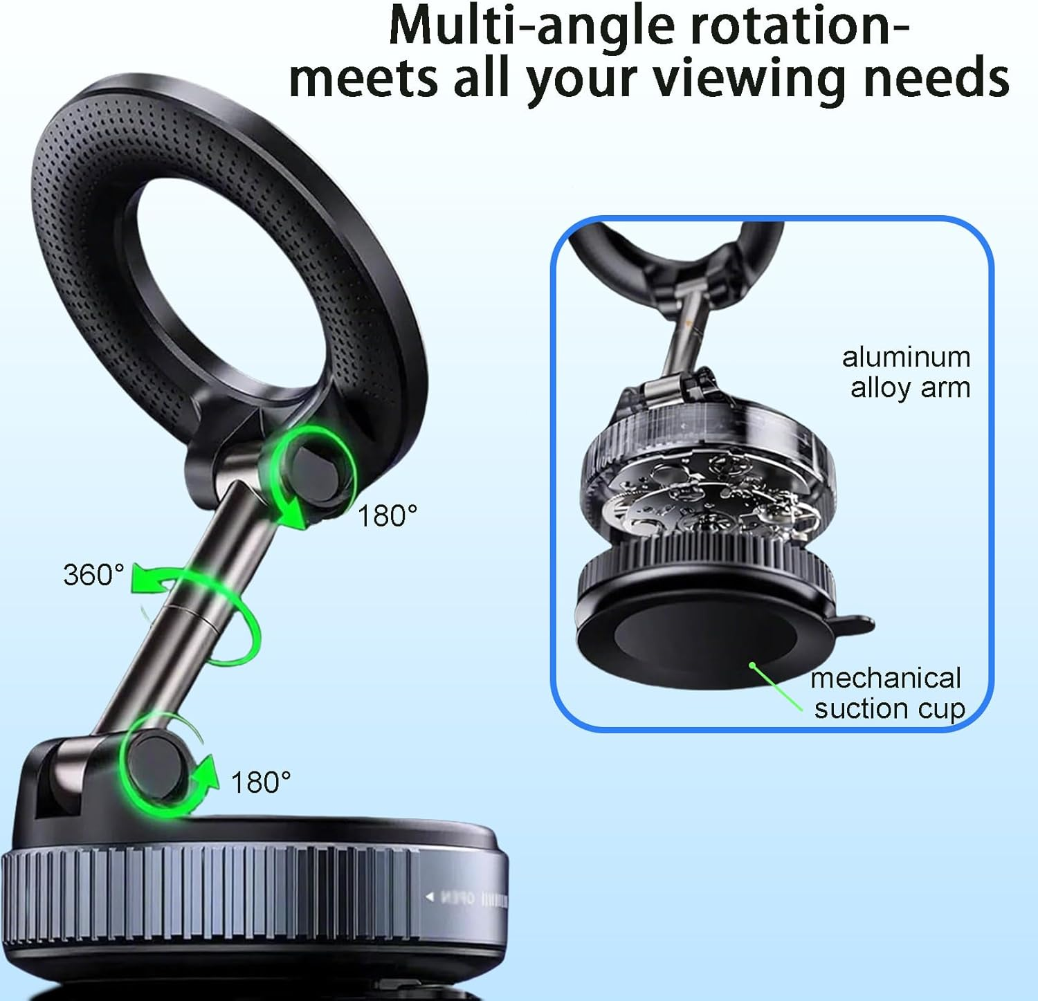 Zvorgath Magnetic Car Phone Holder Stand with Strong Suction - Upgraded 360&deg; Swivel Lock Vacuum Magnetic Phone Holder Compatible with Iphone/Android for Car/Gym/Mirror image number 2