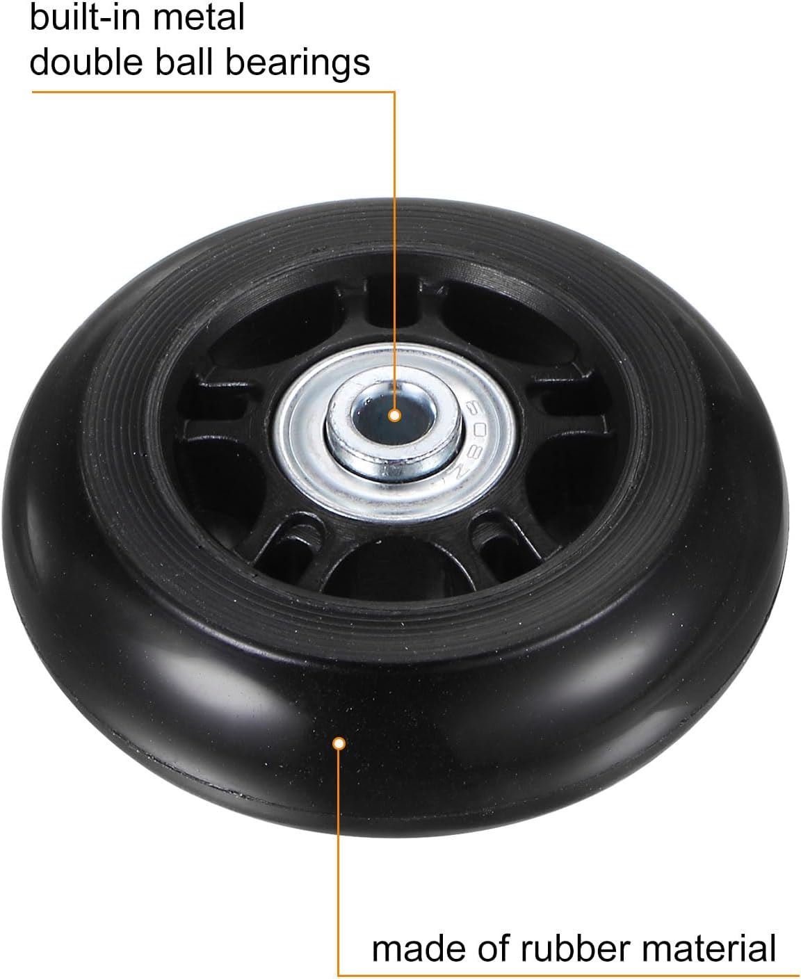 Sourcing Map Replacement Luggage Wheels 70X24Mm Suitcase Wheel Repair Kits Include 2 PU Bearing Wheels & Washers, Wrenches & Axle Screw for Trolley Bag, Inline Skate and Caster Board image number 1