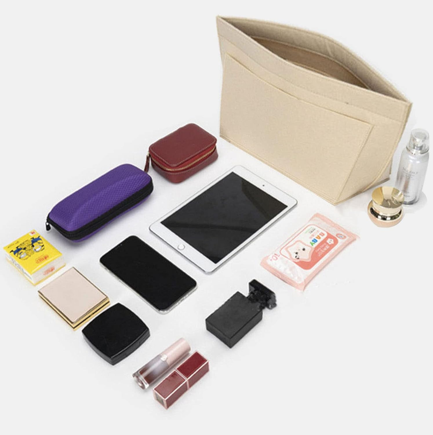 Lckaey Purse Organizer Insert for Neverfull Pm Mm Gm Shaper Felt Purse Insert 1079Black-M