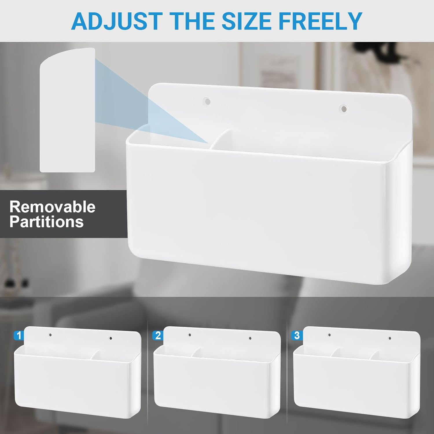 Veftsvy Remote Control Holder, Pack of 2 Self-Adhesive Remote Control Holder, Wall Mounting, for Remote Controls, Office Supplies (White) image number 5