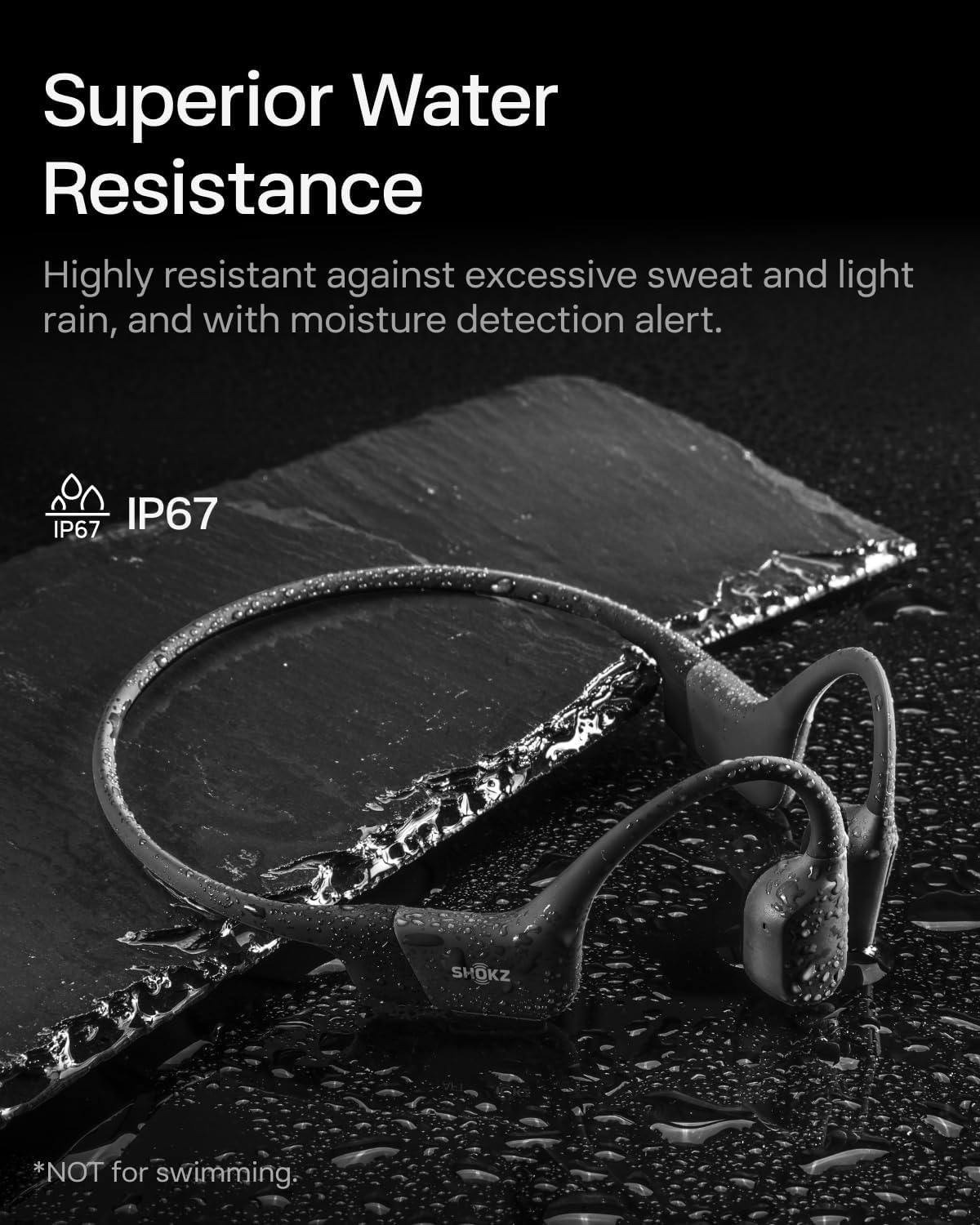 (Mini Size) Shokz Openrun Bone Conduction Sports Headphones, Bluetooth Wireless Earphones with Mic, 8H Playtime, Open-Ear Waterproof Headset for Running, Workout, Driving ((Cosmic Black)