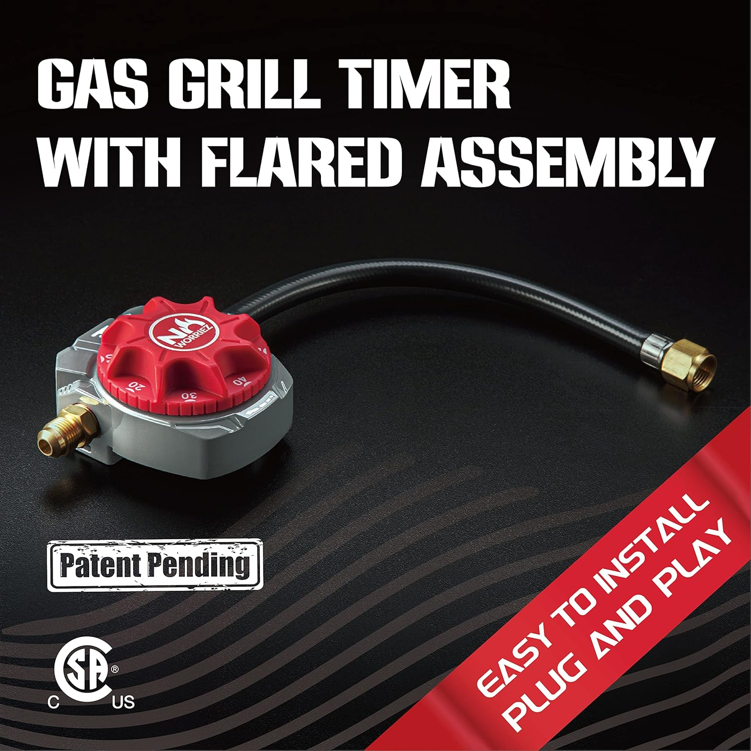 NO WORRIEZ 80,000 BTU Safety Automatic Outdoor BBQ Shut off Mechanical Structure Gas Timer for Propane Grill and Natural Gas Grill(With 3/8'' Flared Assembly Connector and Hose, Patent Pending) image number 2