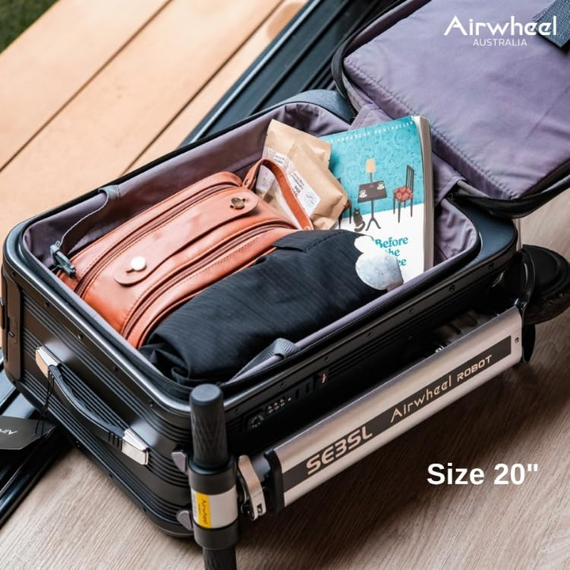 Airwheel SE3SL Electric Scooter Suitcase - Black | 20L Innovative Travel Luggage, Motorized Electric Luggage Scooter for Effortless Travel with Removable Battery (Official Dealer in Australia)