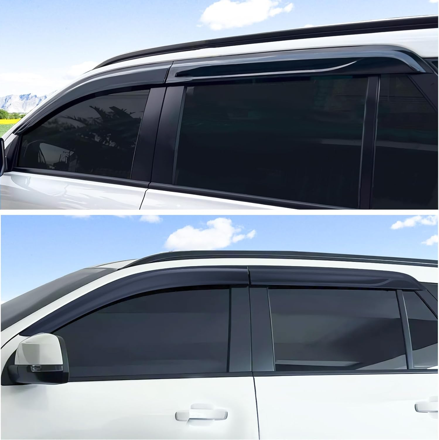 SUERAUTO4X4 Weathershields Window Visors for Ford Everest 2015-2022 UA UAII, Weather Shields Sun Rain Guards Wind Deflector Visors Car Accessories, Injection Black 4PCS image number 6