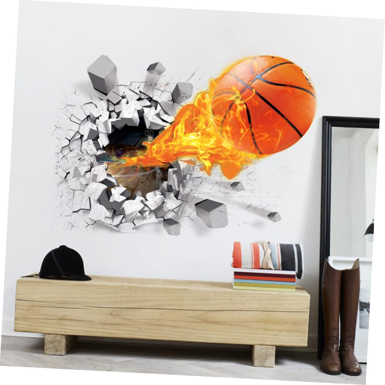 3D Basketball Wall Sticker Removable Mural Decal for Kids Room Living Room Fun Sports Decoration for Smooth Surfaces image number 3