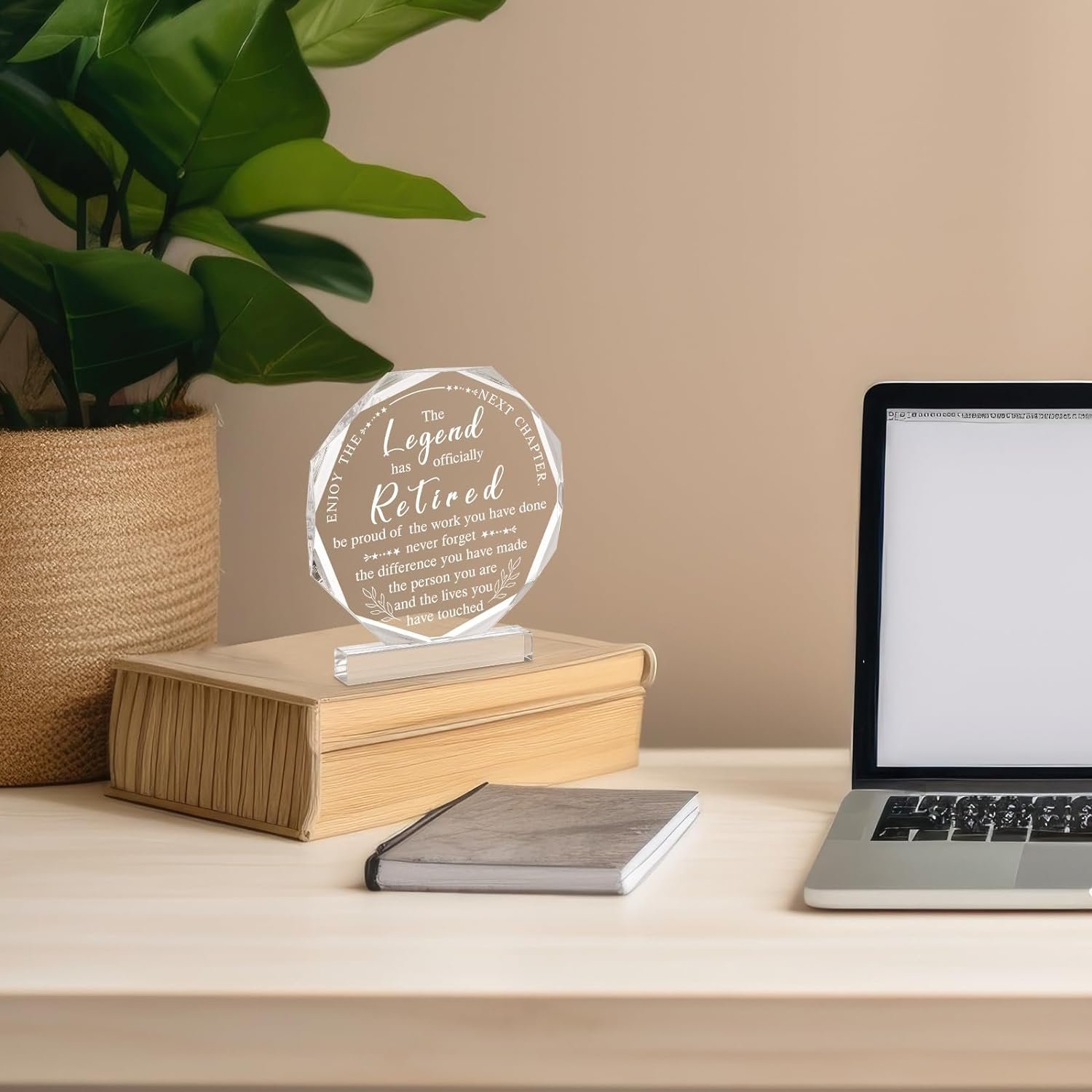 Chunful Classic Style Retirement Plaque: Acrylic, 12 Cm X 12 Cm, Decorative Paperweight & Home Decor image number 1