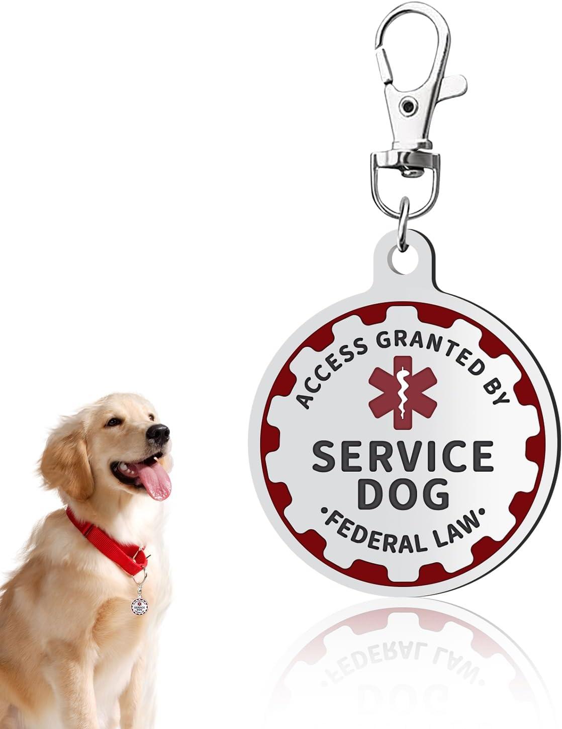 Service Dog TAG Industrial Puppy for Service Animals, Emotional Support Dogs & Therapy Dogs Entirely Surgical Stainless Steel Easily Attach to Collar, Harness-Two-Sided (Service Dog TAG) image number 2