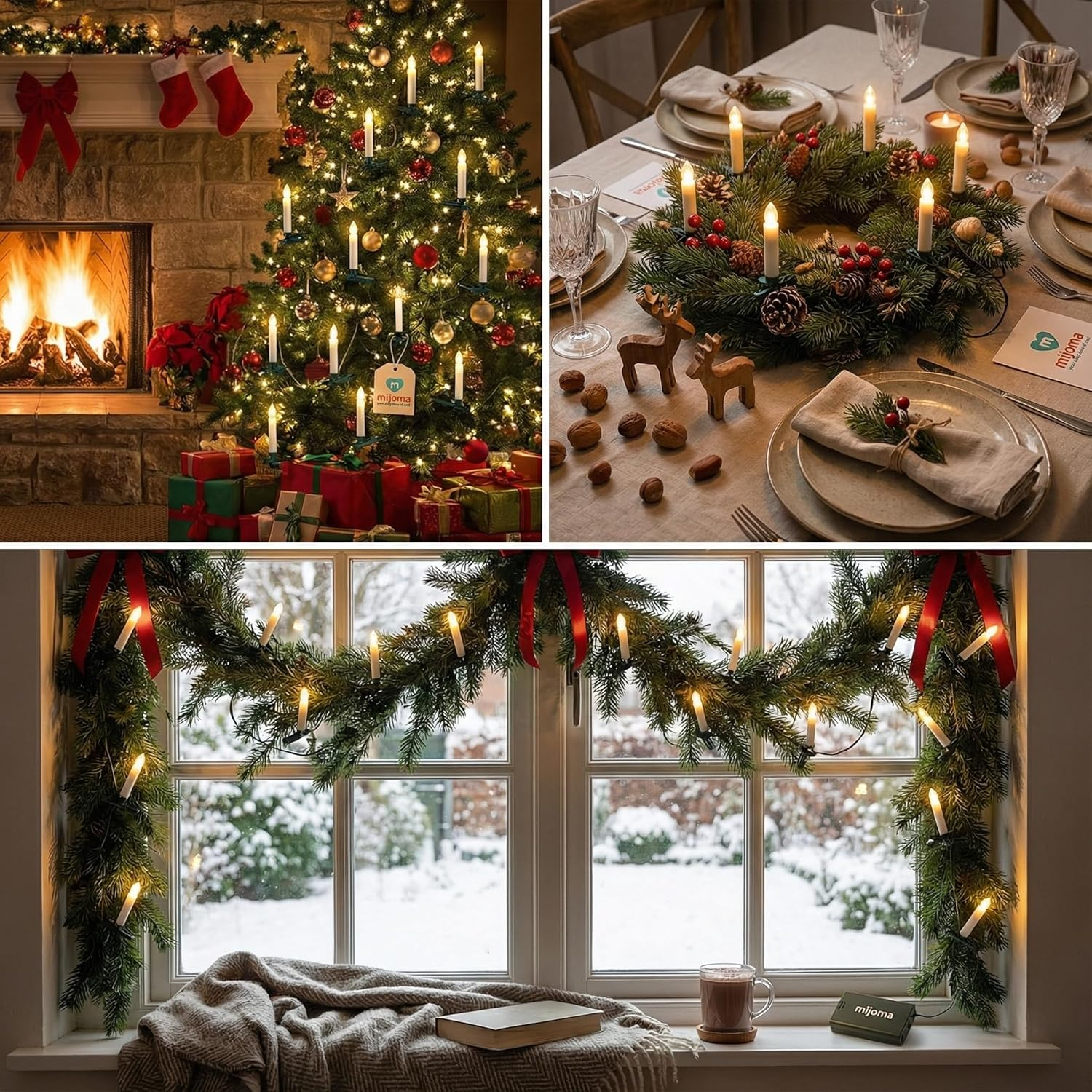 MIJOMA LED Fairy Lights with 10 Candles and Clips, 3 M Length, Battery Operated, 6/18 Timer - Flexible and Ideal for Christmas Decoration image number 5