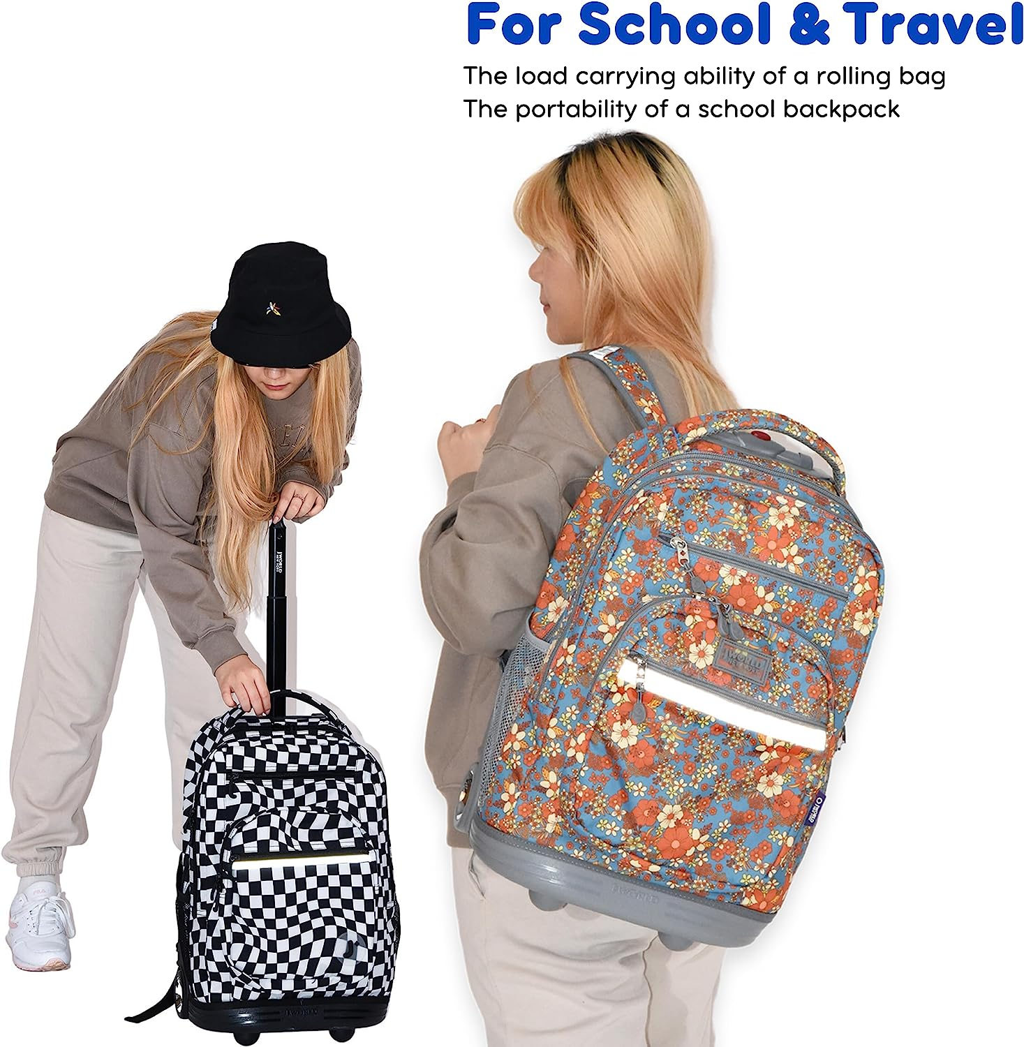 J World New York Sundance Rolling Backpack Girl Boy Roller Bookbag image number 5