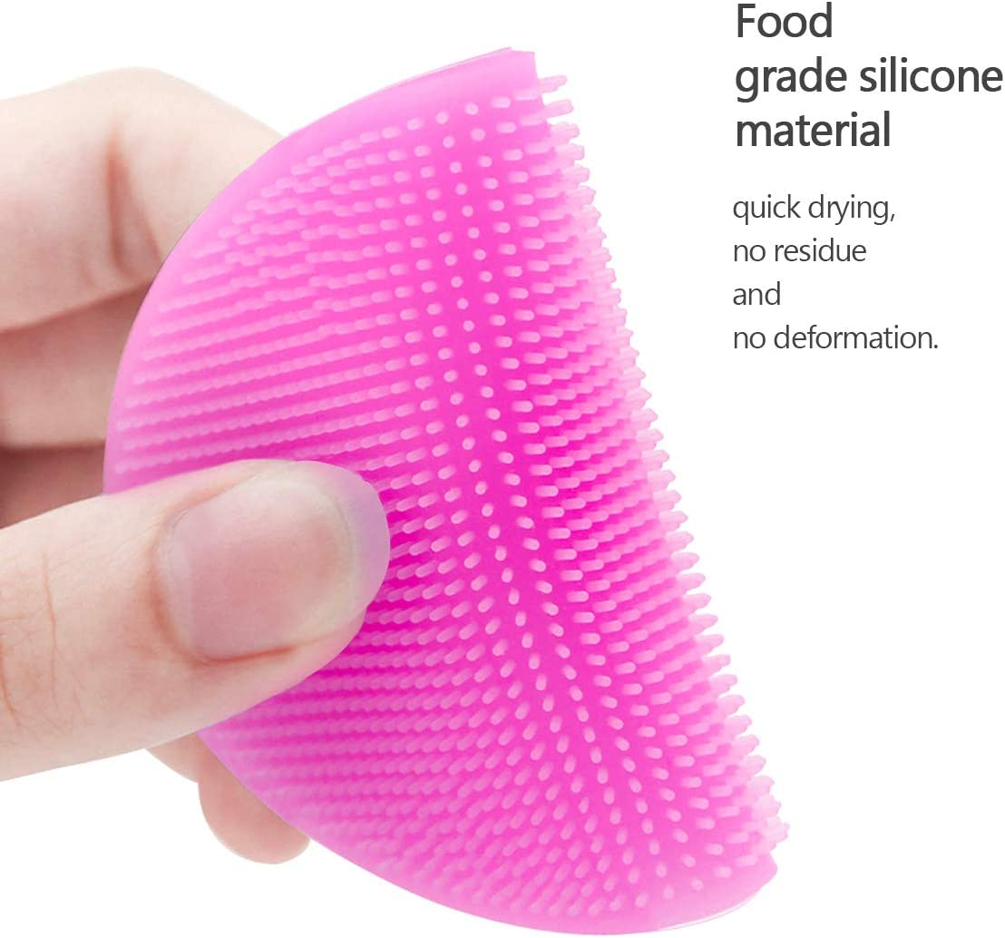 Facial Cleansing Brush Soft Silicone Face Scrubber Cleansing and Exfoliating for Sensitive Greasy Dry and All Kinds of Skin(Blue+Pink) image number 5