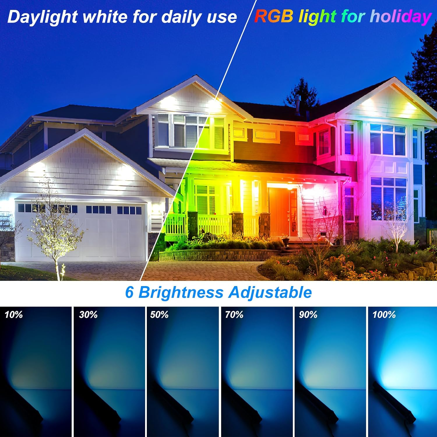 MEIHUA LED Outdoor Spotlight Solar RGB Wallwasher Light Dimmable LED Party Lights Timer RGB LED Party Light IP66 Disco Light Party Lighting for Outdoor DJ Disco Party Garden Carnival 4 in 1, SL-SP04 image number 5