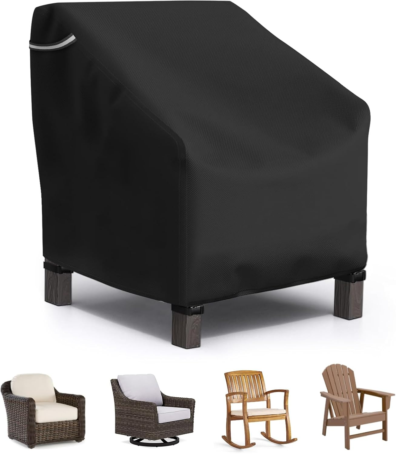 STARTWO Patio Chair Covers Outdoor Furniture Covers Waterproof Fit for 32"Lx 37" W X 36"H, Lounge Deep Seat Cover, Heavy Duty Chair Covers for Lawn Furnitures, Black image number 6