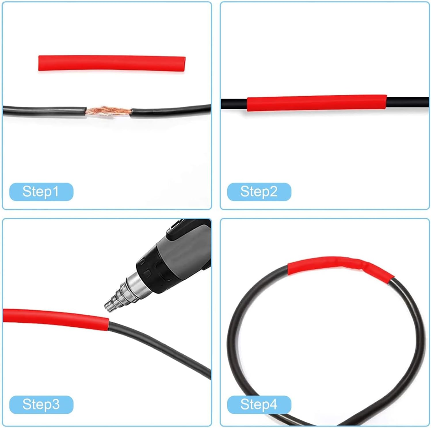 Snokay 328 Pcs Heat Shrink Tubing Kit, 2:1 Shrink Ratio Electric Insulation Tubes, 8 Sizes for Cable and Wire Repair, Industrial Shrink Wrap Tubing image number 5