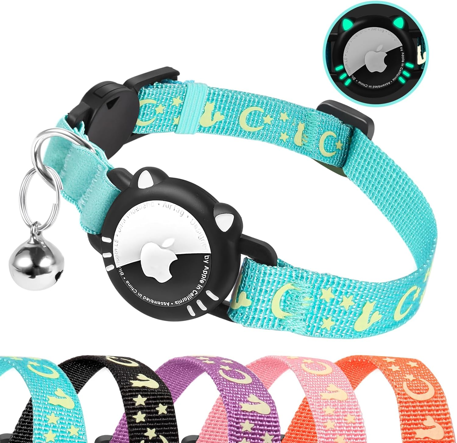 Agoumlux Airtag Cat Collar Compatible with Apple Air Tag with Reflective Safety Buckle for Kitten