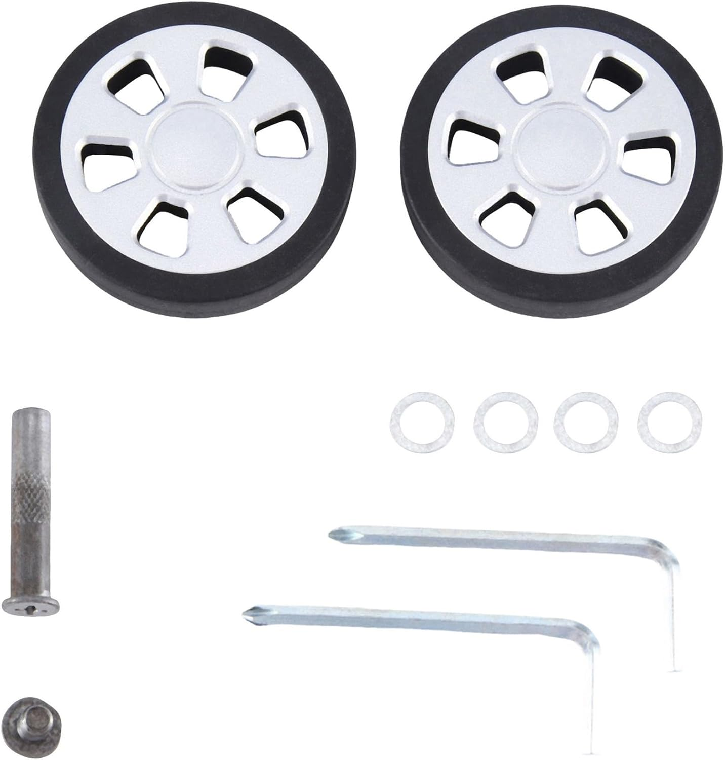 Tuperoymse Black & Silver Luggage Wheel Replacement Wear Resistant PU Caster Luggage Double Wheel 8Mm image number 1