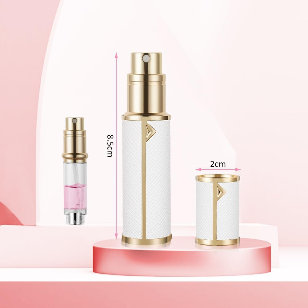 LOPHE Perfume Travel Bottle, 5ML Luxurious Perfume Atomiser Refillable, Leather Perfume Spray Bottle, Easy to Refill Perfume Atomiser for Women Men, B (White) - 3*10Ml-Gradient Blue image number 4