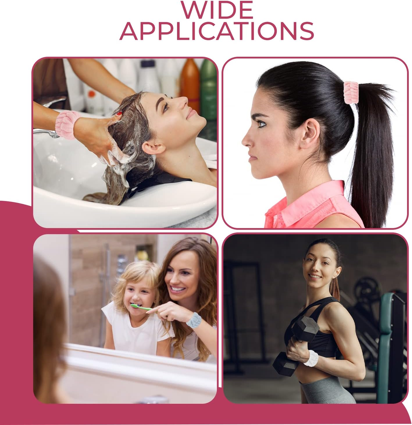 8 Pcs Wrist Towels for Washing Face, Absorbent Microfiber Wrist Wash Towel Band, Face Washing Wristbands, Sweatband for Girls and Women Prevent Water from Spilling down Your Arms image number 4