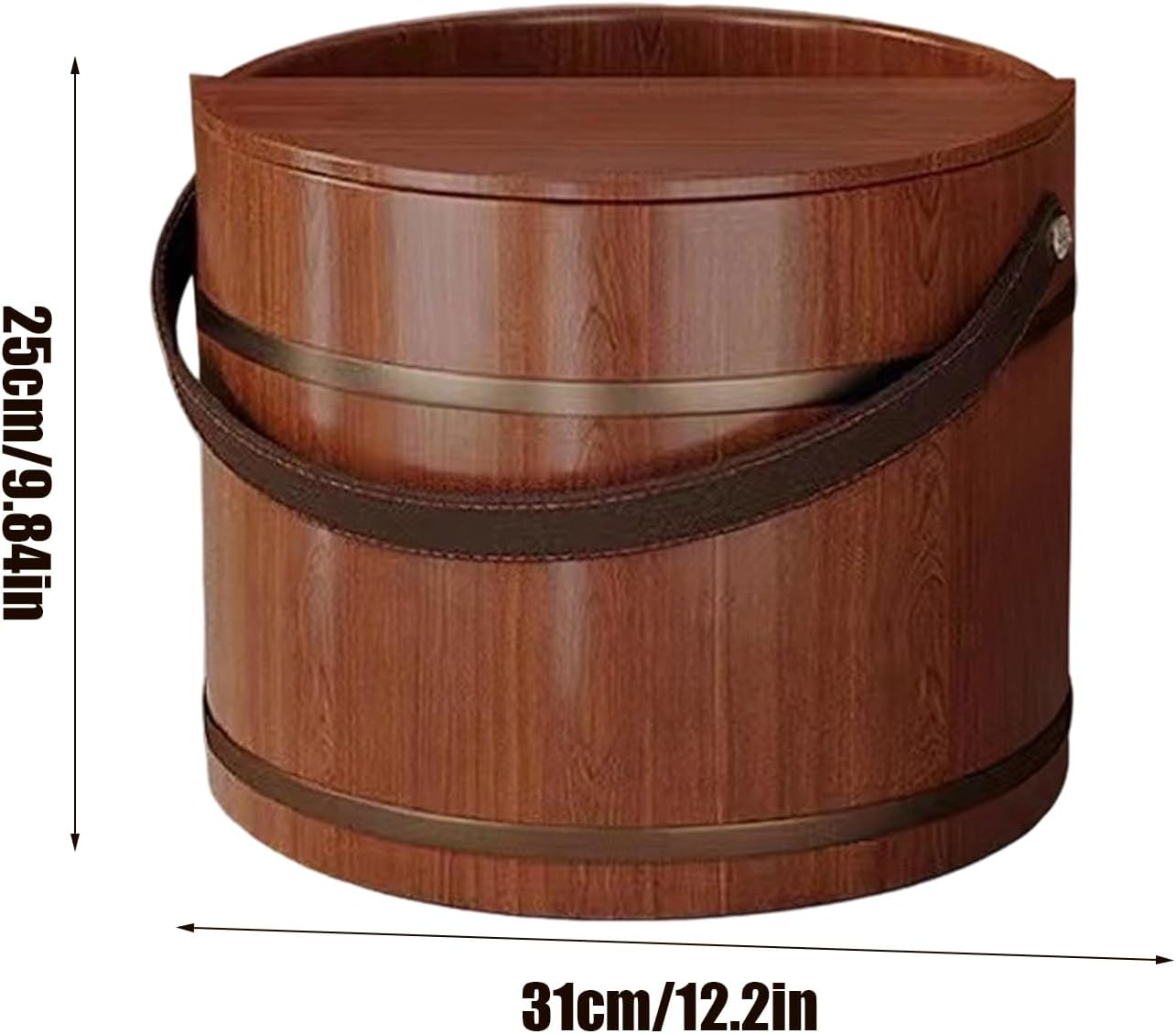 Foot Bath Tub | Massaging Reusable with Lid | Foot Soaking Bucket Wood Tub - for Sauna Laundry Home Hands Washing Bathroom Bedroom Dorm Apartment Spa Center image number 3