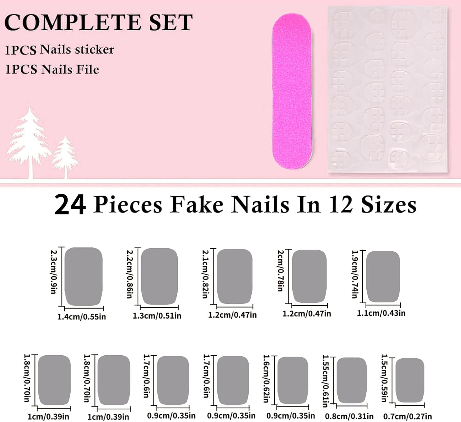 Qioon 24 Pcs Pink Press on Nails Short Square, Glossy Nude Pink Full Cover Fake Nails with White French Tips and Bow Charms, Cute False Nail for Women and Girls, Daily Manicure Set image number 4