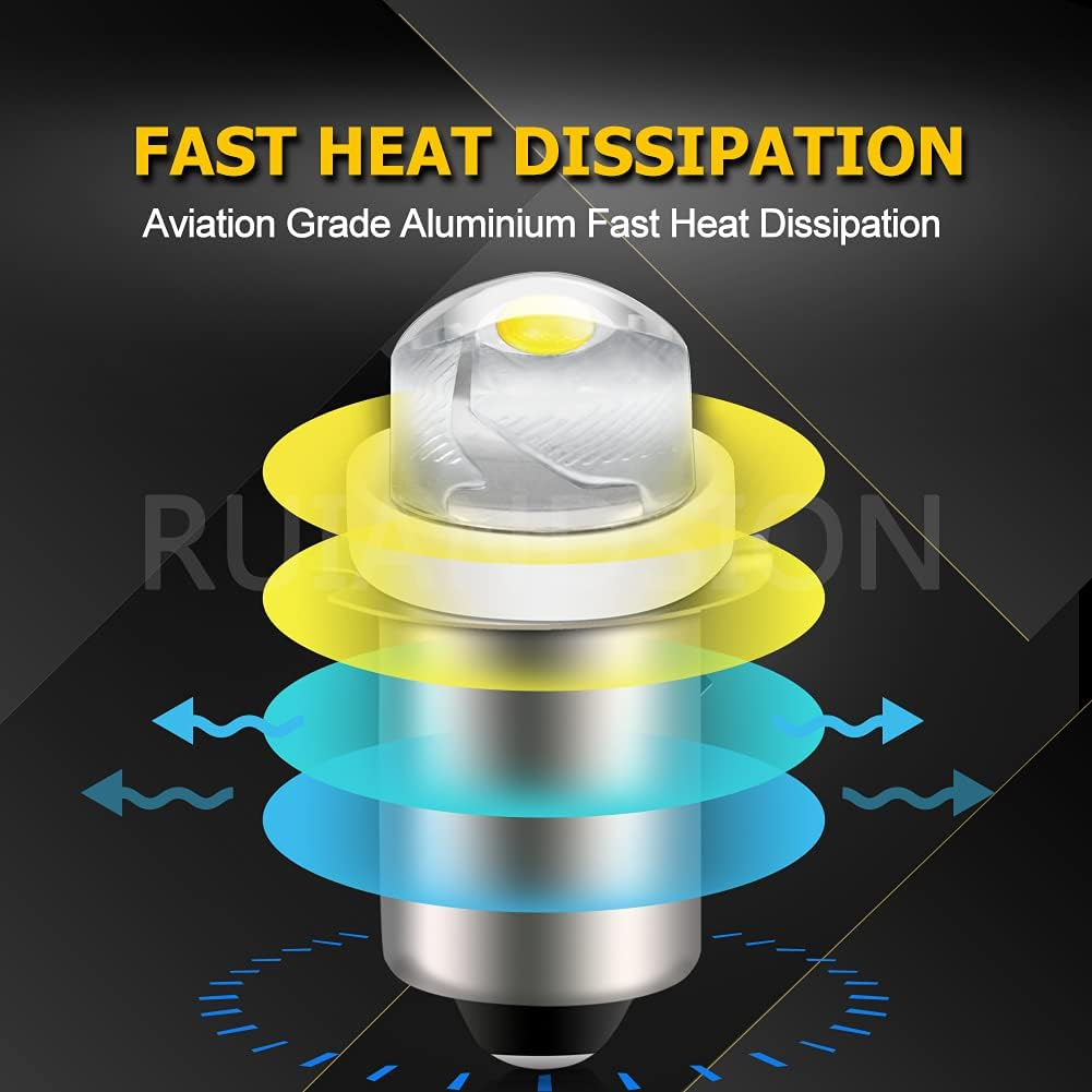 Ruiandsion 2Pcs P13.5S Torch Light Bulb 3-18V 0.5W 6000K White LED Light Bulb,150 Lumens,Negative Earth image number 2