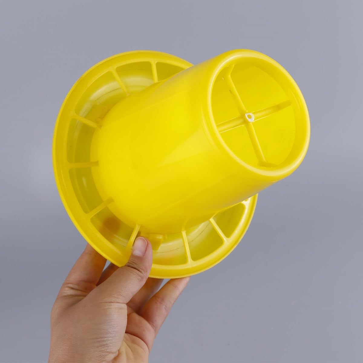 AIMALL Plastic Chicken Feeder Barrel with Anti-Snatch Dividers, 1.5L&ndash;10L Poultry Feed Trough for Farm Chickens and Hens, Hanging and Ground Feeding Basin image number 5