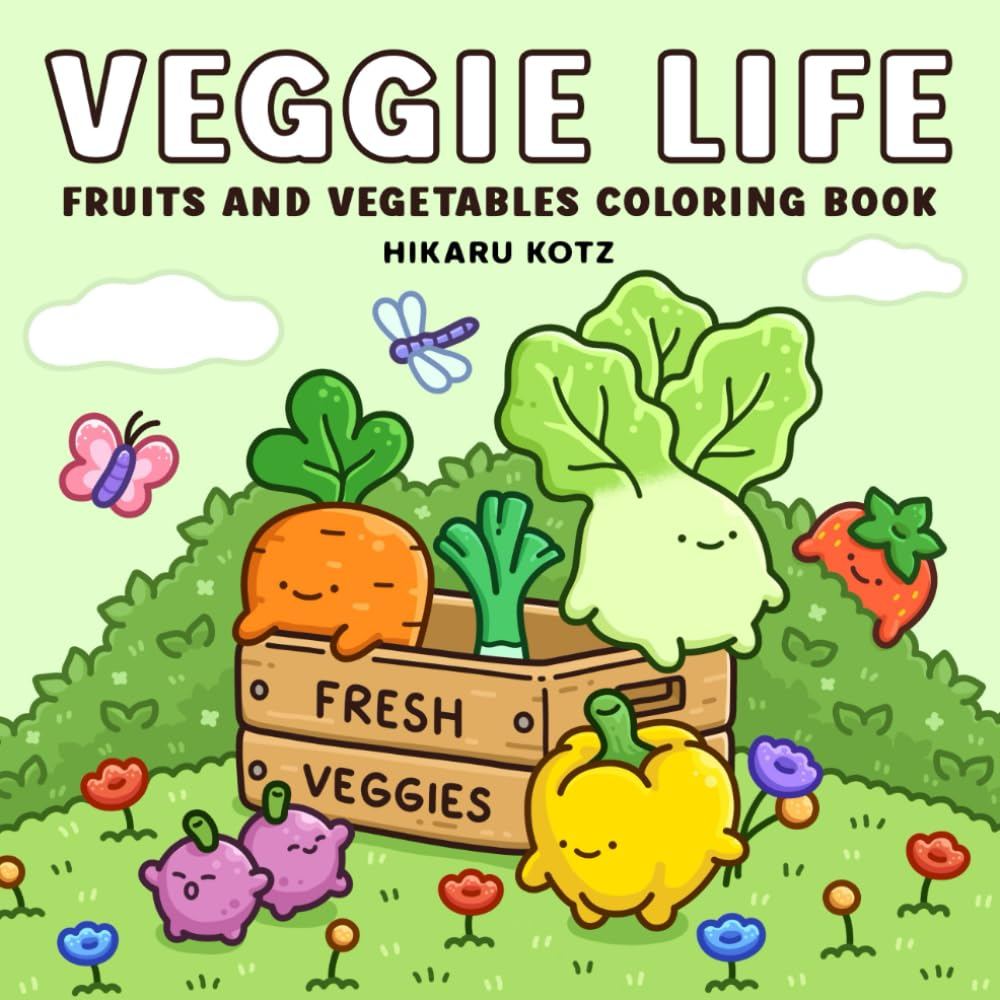 Veggie Life: Fruits and Vegetables Coloring Book for Adults and Teens image number 6