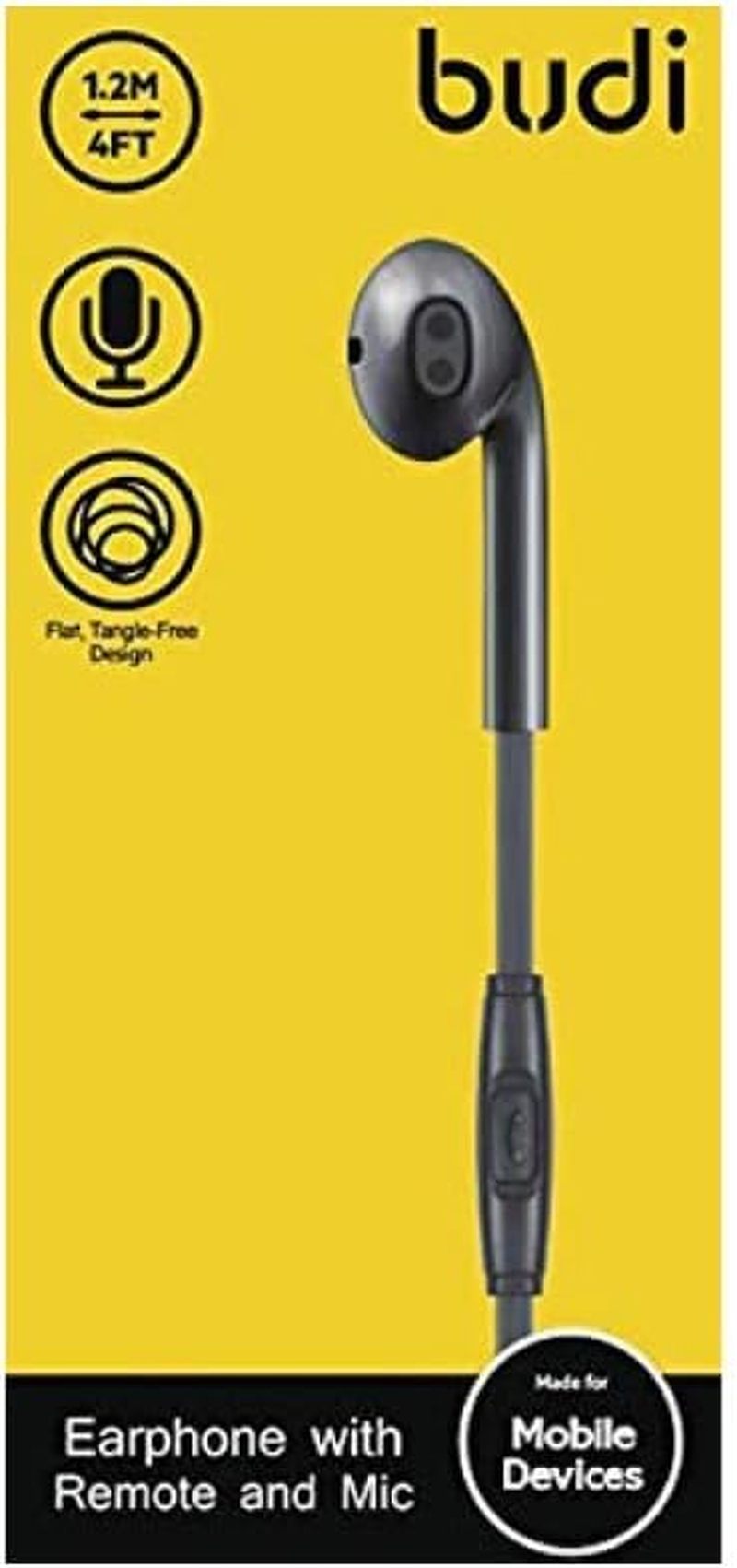 Pbuddy Single Earphone with Remote and Mic Black