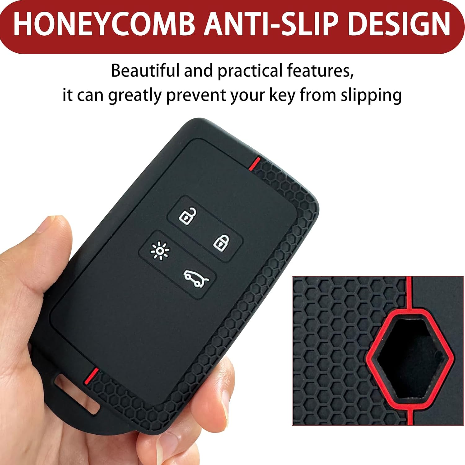 Renault Car Key Case Compatible with Renault Clio Megane Koleos Kadjar Kangoo Twingo Talisman Captur Espace Dacia Duster Protective Case for Renault Silicone TPU 4 Buttons image number 2