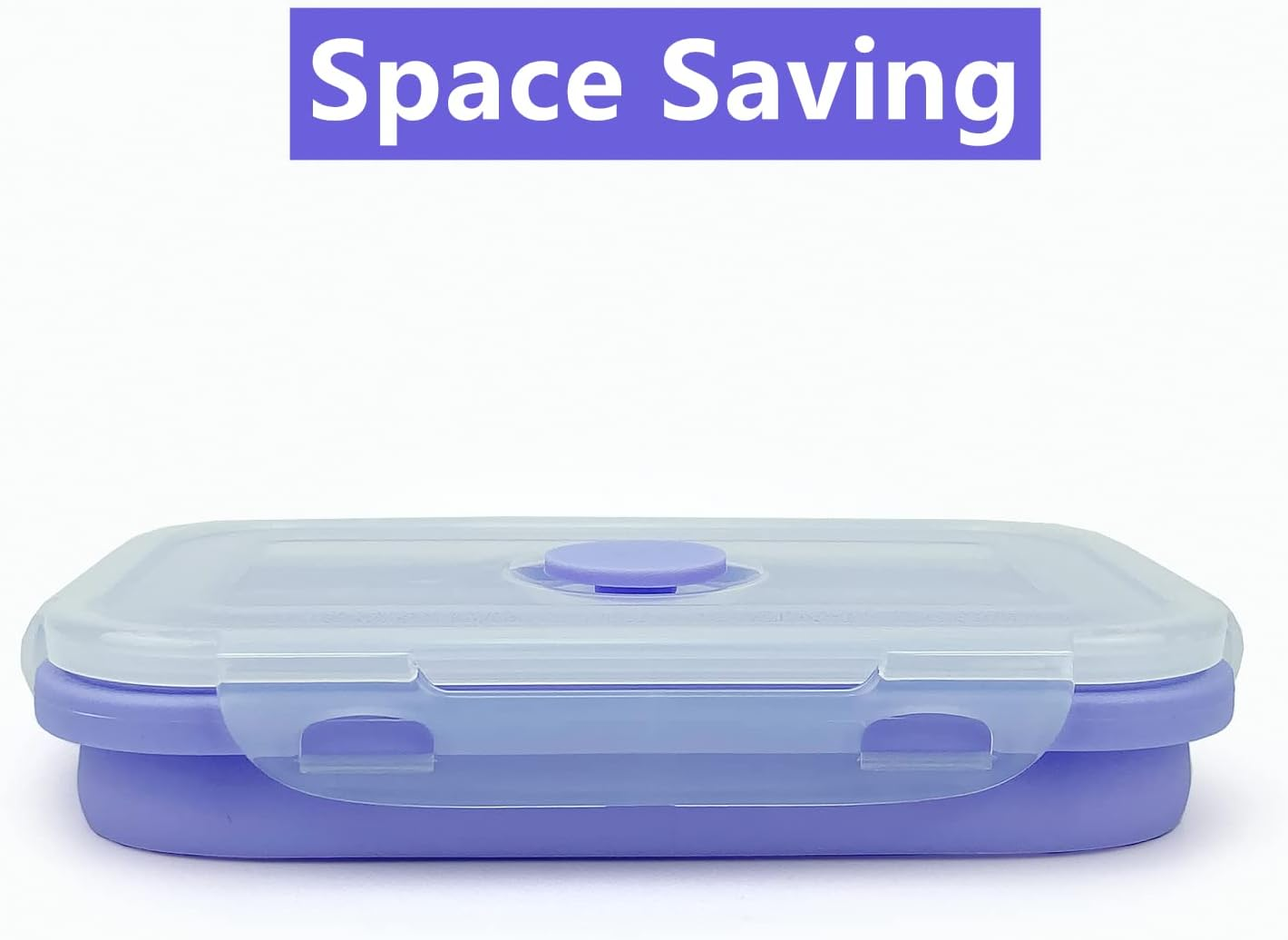 Lunbengo Purple Collapsible Meal Prep Containers Camping Bowls Silicone Bento Box with Airtight Plastic Lid, Microwave Safe, Portable Lunch Container, for Food Storage, Travel and Hiking, 3Pack image number 2