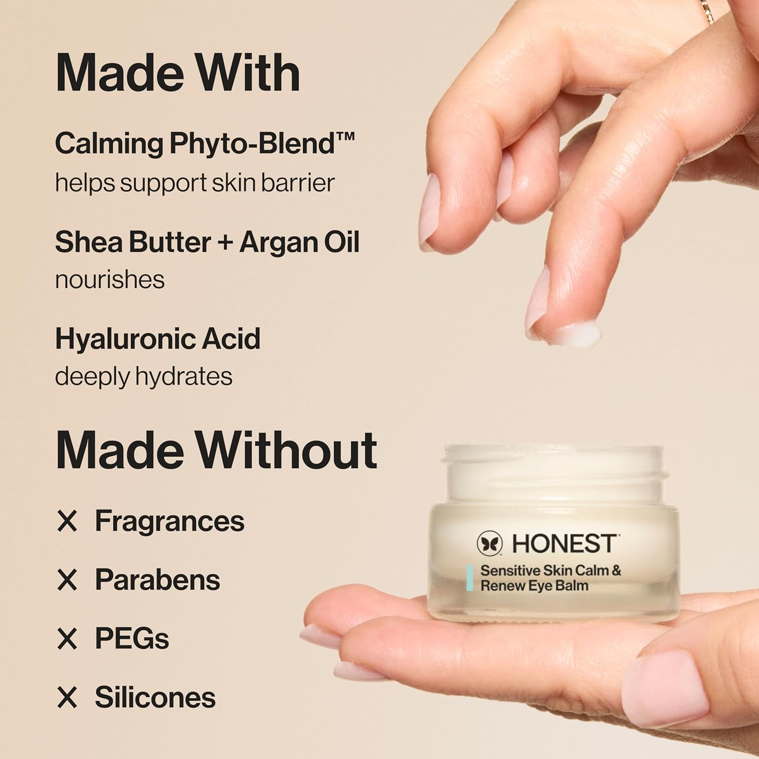 Honest Beauty Calm & Renew Melting Eye Balm with Shea Butter + Argan Oil + Aloe | for Sensitive Skin | Dermatologist + Ophthalmologist Tested | EWG Certified | Vegan + Cruelty Free | 0.5 Oz image number 2