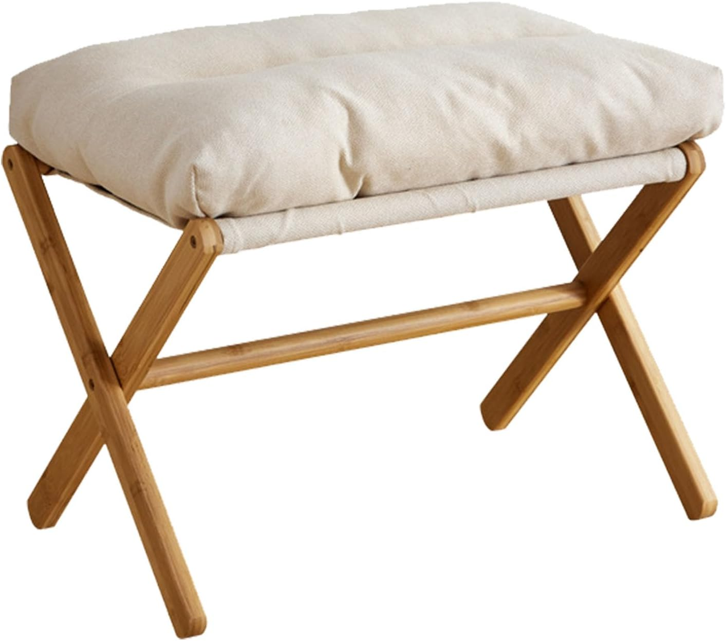 Soft Foot Stool, Footrest Stool Skin Friendly Multifunctional X Leg for Office for Bedroom (Beige) image number 3