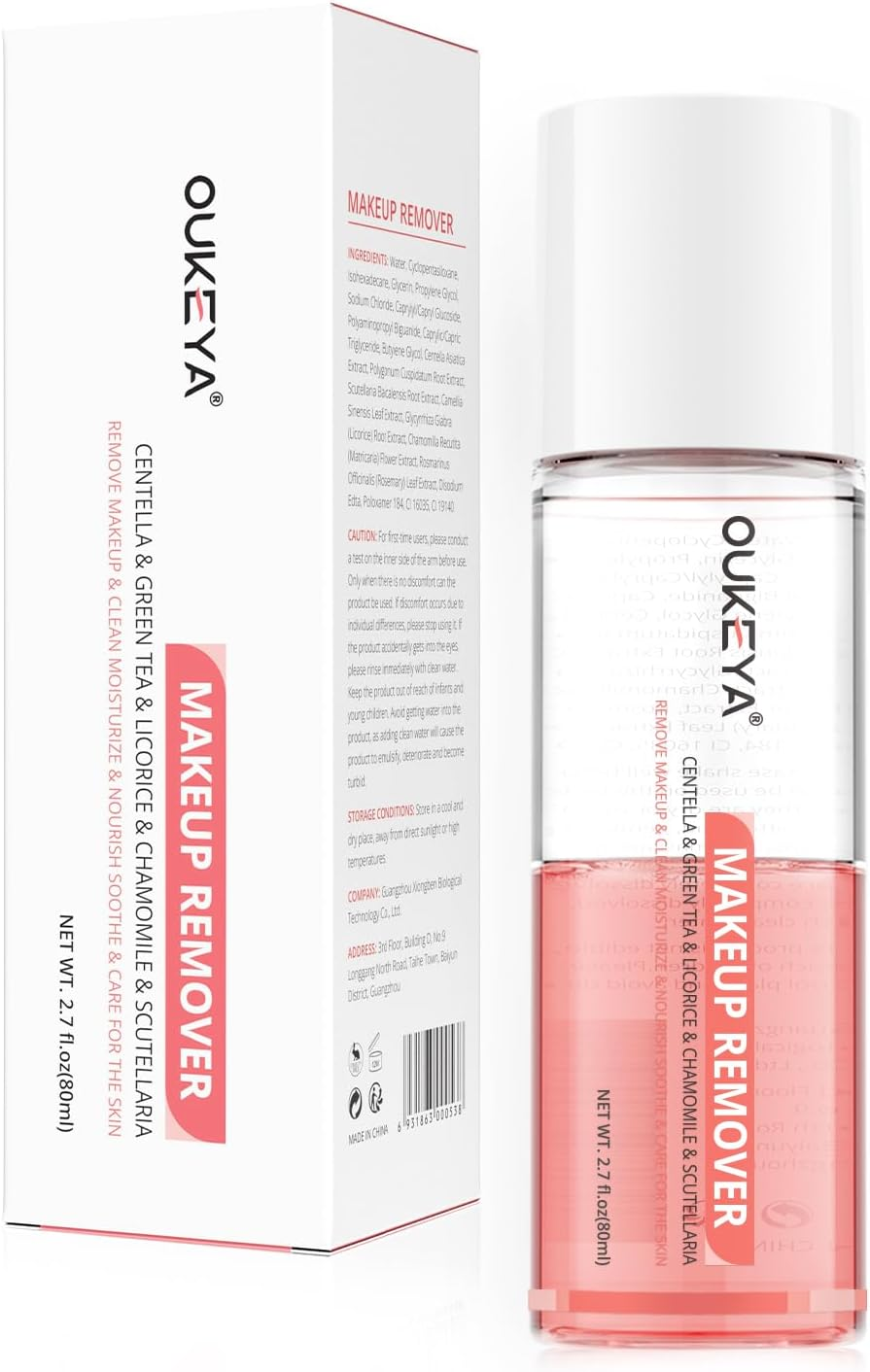 OUKEYA Eyes & Lip Heavy Makeup Remover, Waterproof Mascara Remover, Gentle Cleanser Liquid for Makeup with Natural Ingredients for Face, Normal Skin Types (80 Ml) image number 3