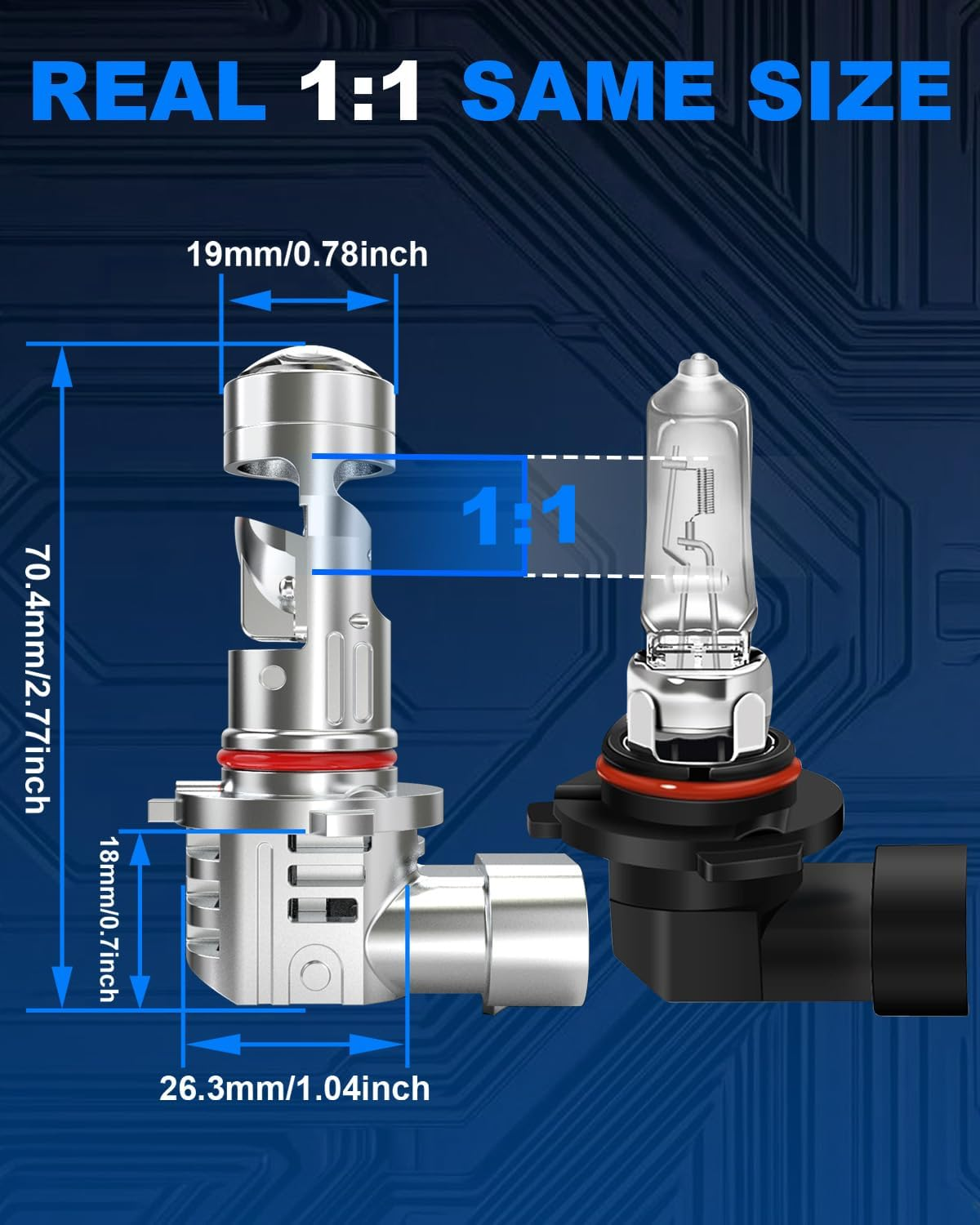 HB3 LED Headlight Bulbs, KATUR Upgraded 800% Ultra Brightness 30000LM 6000K Xenon White Real 1:1 Mini Size Plug and Play 9005 LED Bulbs with Projector Lens, Pack of 2