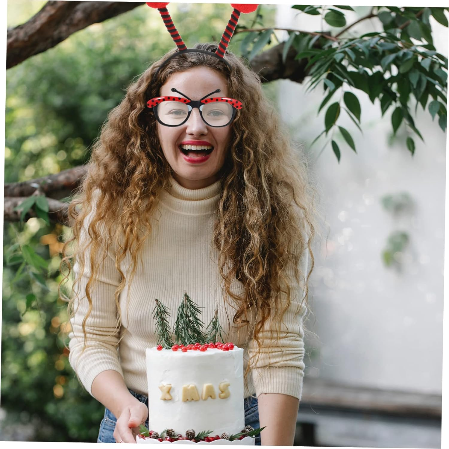 Vaguelly 2 Sets Ladybug Headband Costume Accessory Ladybug Glasses Party Favor Photo Prop Headband image number 1