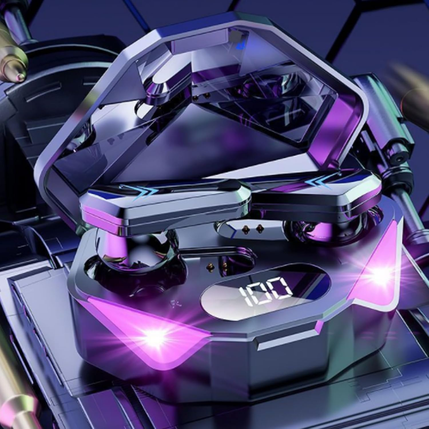 Wezalget Wireless Earbuds | Wireless Game Earbuds - Low Latency Earpiece with Light Mode Battery Display for Running Charging Women Work Sports Game Gym Phone image number 3