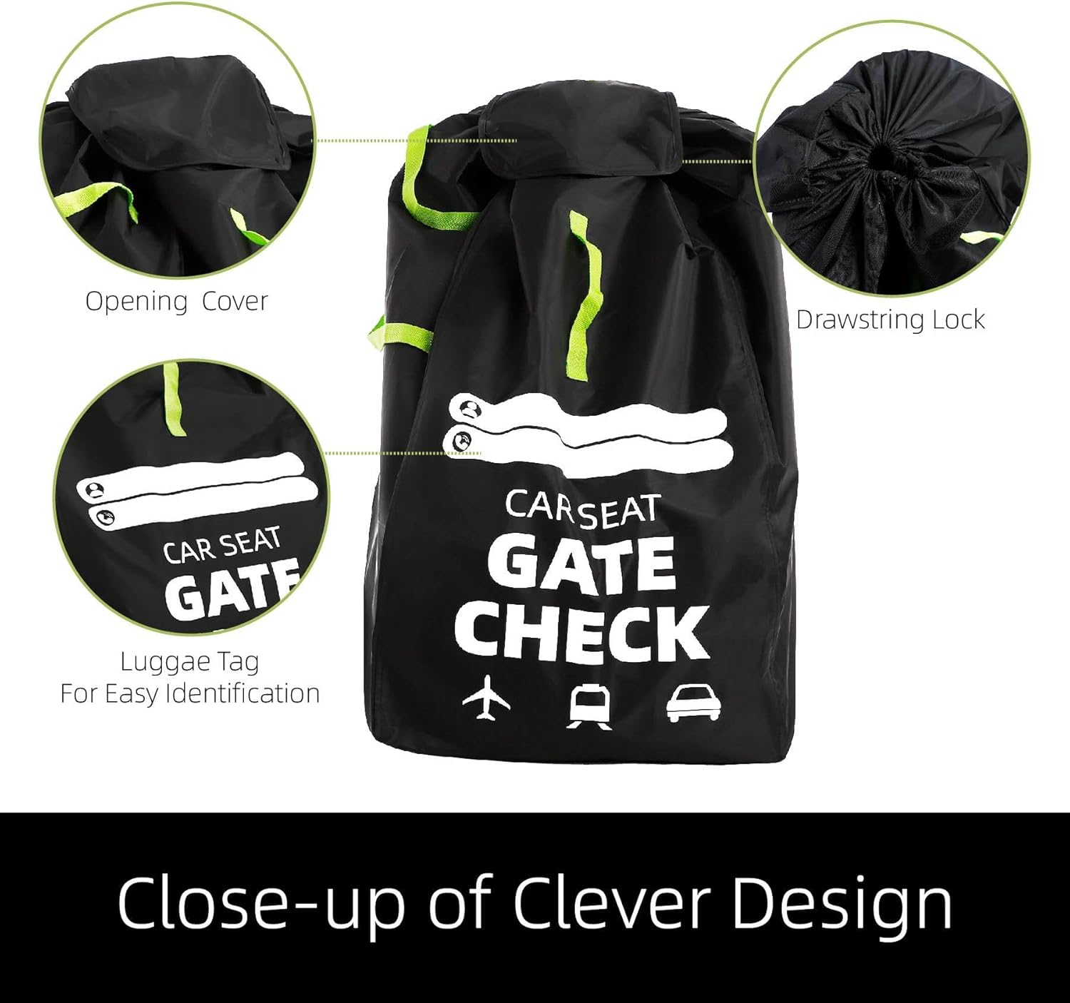 Car Seat Bags for Air Travel- Large Tear Resistant Gate Check Bag for Airplane, Large Pushchair Cover with Shoulder Strap,Durable Travel Cover Bag