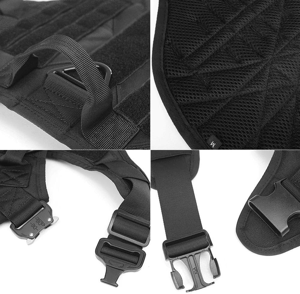 Military Tactical Large Dog Harness and Leash Set Pet Training Camping Hunting Harness Vest Battle Adjustable Nylon Dog Harness and Leash Set,B,M image number 3