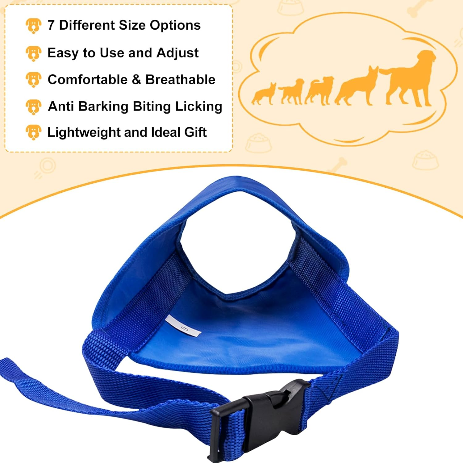 Coppthinktu Dog Muzzle Suit, 7PC for Biting Barking Chewing, Adjustable Mouth Cover for Small Medium Large Dogs, Soft Comfortable for Long Snout image number 6