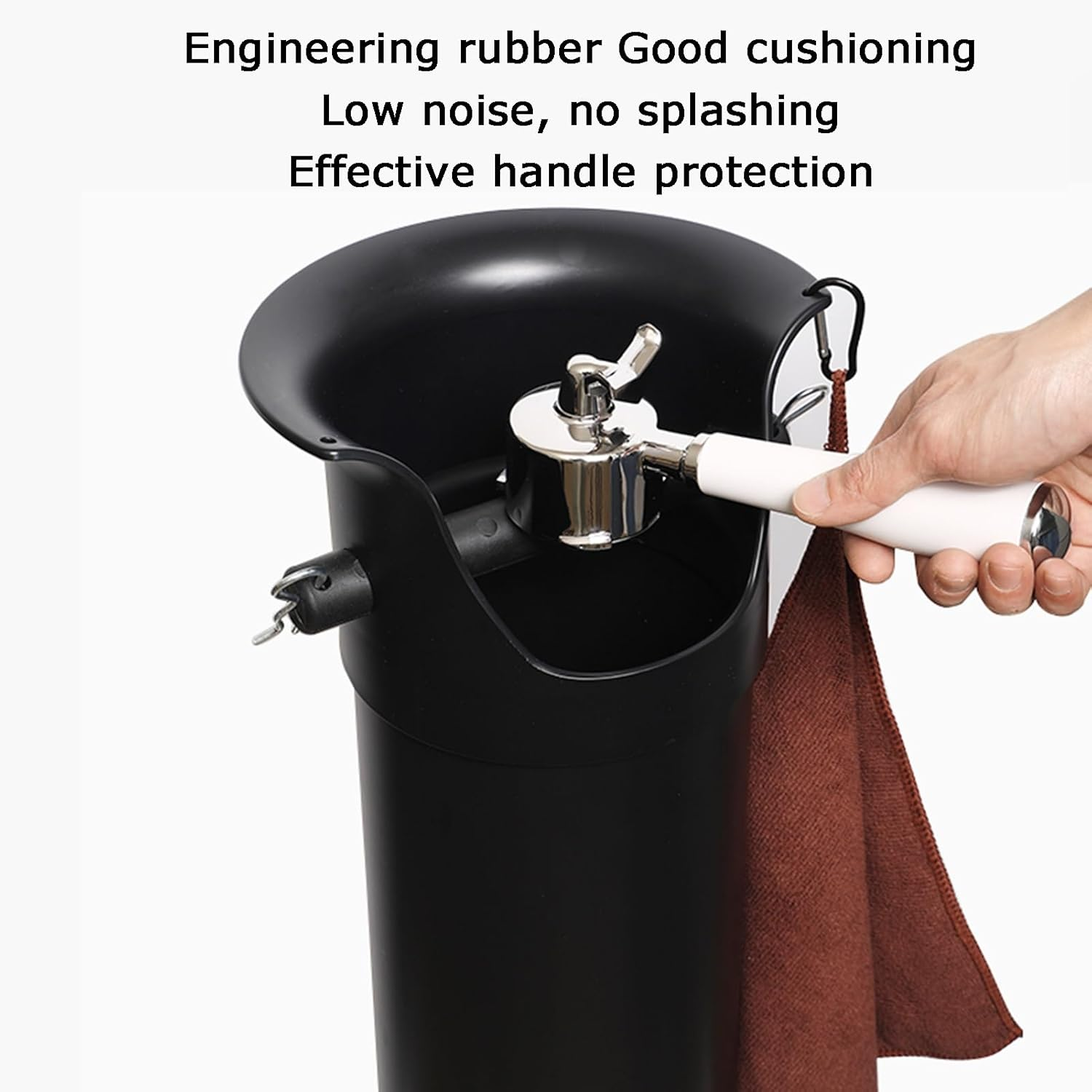 Coffee Knock Box, with Garbage Bags and Towel, 17L Espresso Grind Dump Collection Bin,For Household Teahouse(White) - Black image number 2